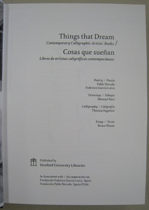 Things that Dream; Contemporary Calligraphic Artists Books/Cosas que suenan Libros de artistas caligraficos contemporaneos