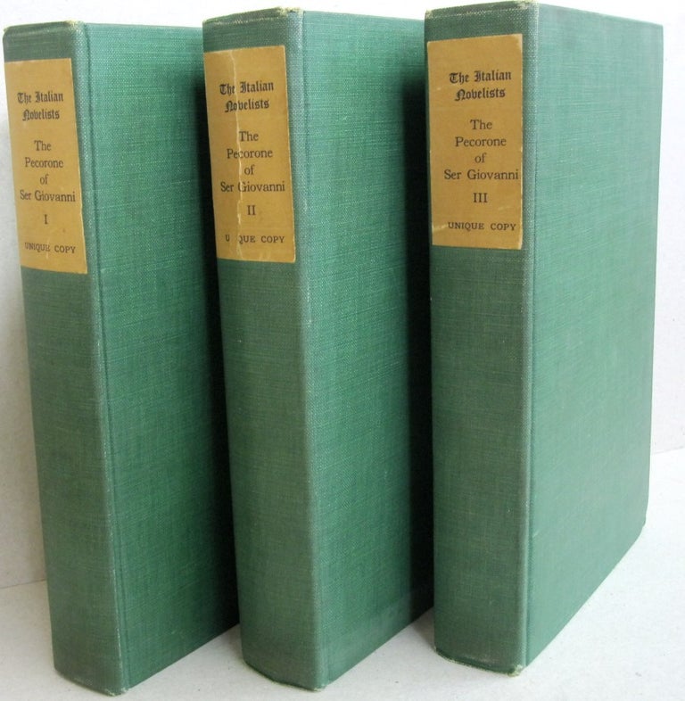 Item #44322 The Pecorone of Ser Giovanni; Three volumes. Ger Giovanni, translation into, W G. Waters.