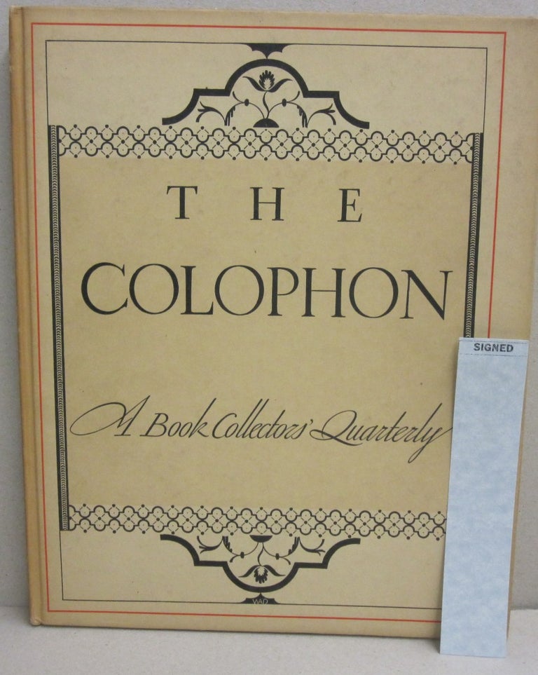 Item #44335 The Colophon; A Book Collectors' Quarterly Part Five. Elmer Adler.