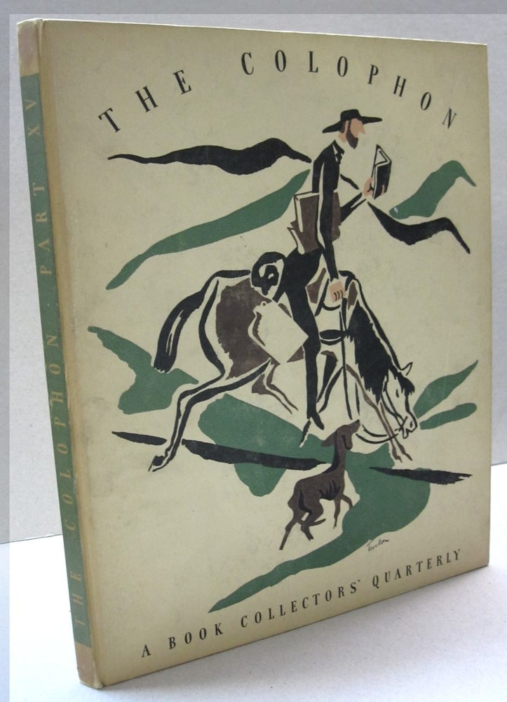 Item #44361 The Colophon; A Book Collectors Quarterly. Adler.