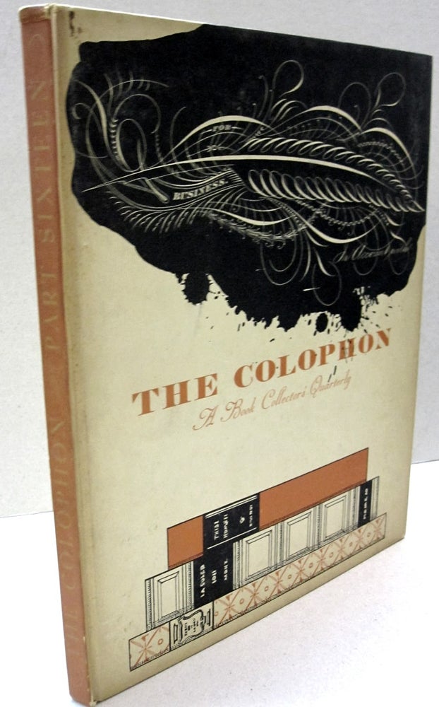 Item #44362 The Colophon; A Book Collector's Quarterly PART SIXTEEN. Adler.