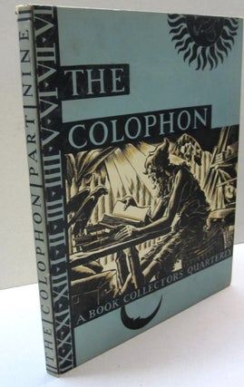 Item #44368 The Colophon; A Book Collectors' Quarterly PART NINE. Elmer Adler