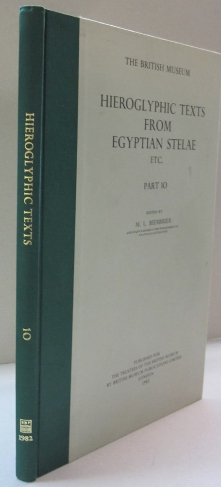 Item #44972 Hieroglyphic Texts from Egyptian Stelae Etc; Part 10. M L. Bierbrier.