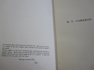 D.Y.Cameron; An Illustrated Catalogue of his Etched Work