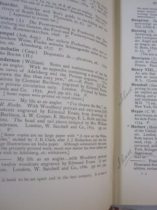Bibliotheca Piscatoria; A Catalogue on Books on Angling, The Fisheries and Fish-Culture with Bibliographical Notes and an Appendix of Citations touching on angling and fishing from old English authors.