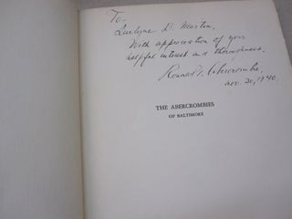 The Abercrombies of Baltimore; A Genealogical and Biographical Sketch of the family of David Abercrombie who Settled in Baltimore, Maryland in 1848.