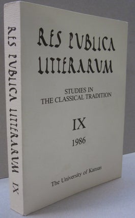 Item #49376 Res Publiica Litterarum; Studies in Classical Tradition IX