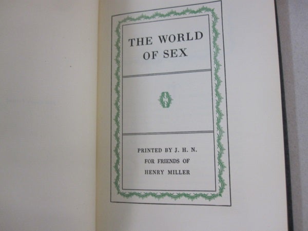 The World of Sex | Henry Miller | First edition