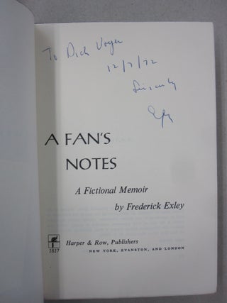 A Fan's Notes; A Fictional Memoir