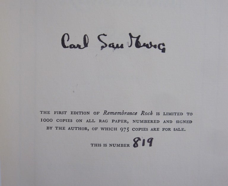 Item #55635 Remembrance Rock [Two volume limited edition]. Carl Sandburg.