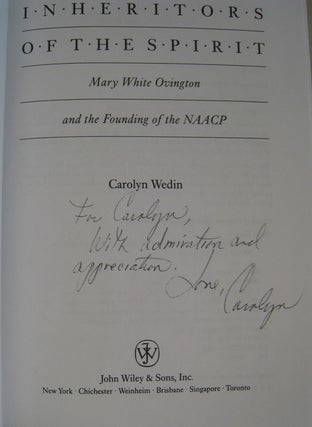 Inheritors of the Spirit Mary White Ovington and the Founding of the Naacp.