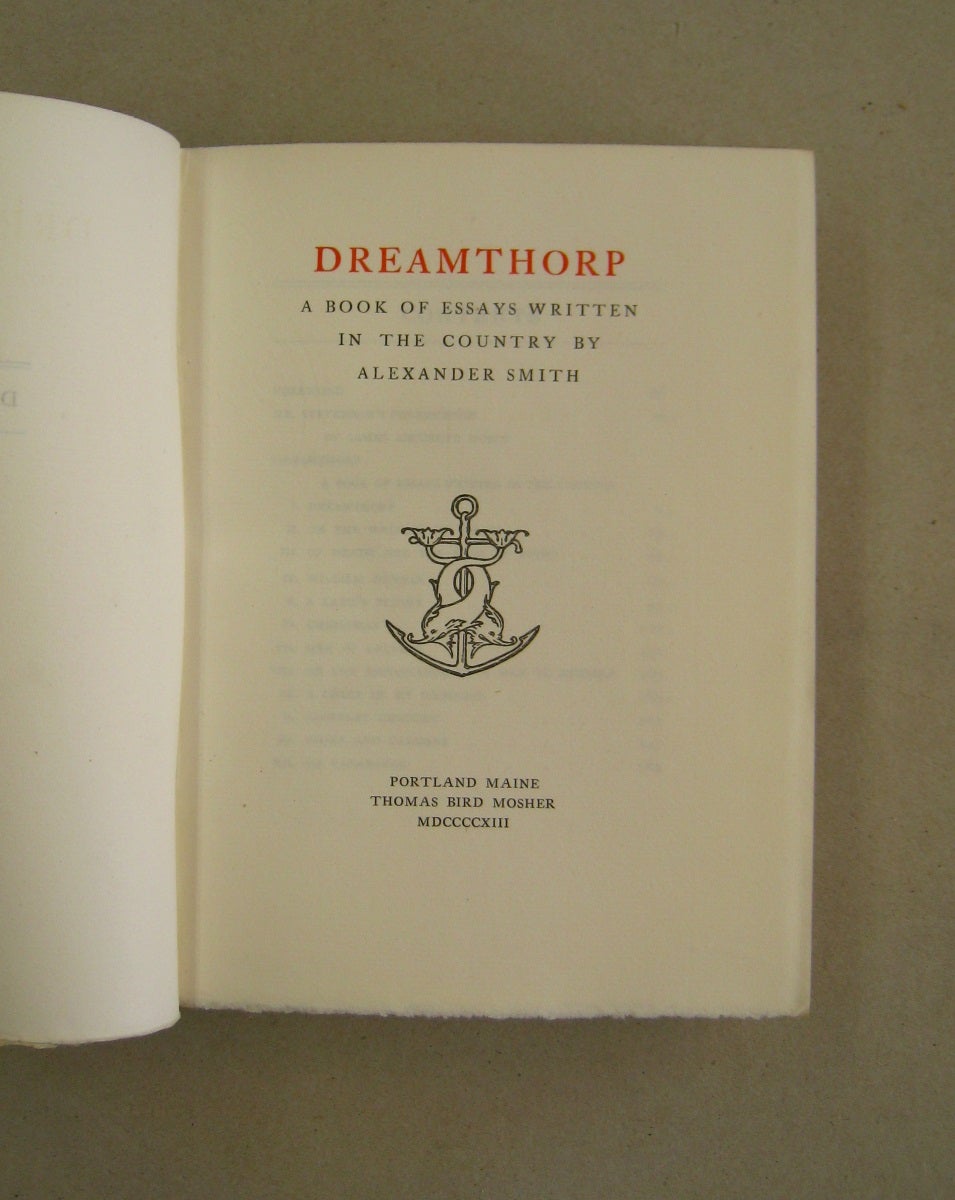 Dreamthorp A Book of Essays Written in the Country by Alexander Smith on Midway Book Store