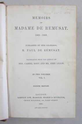 Memoirs of Madame de Remusat 1802-1808.
