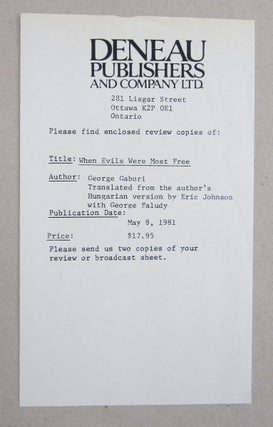 When Evils Were Most Free.