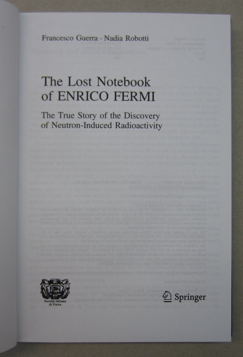 The Lost Notebook of Enrico Fermi; The True Story of the Discovery of ...