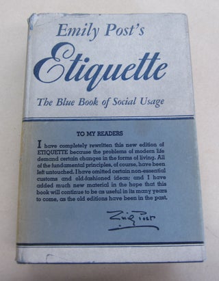 Item #65444 Emily Post's Etiquette; The Blue Book of Social Usage. Emily Post