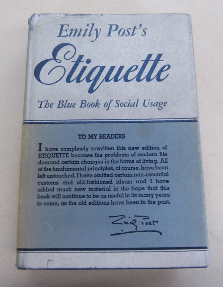 Item #65444 Emily Post's Etiquette; The Blue Book of Social Usage. Emily Post.