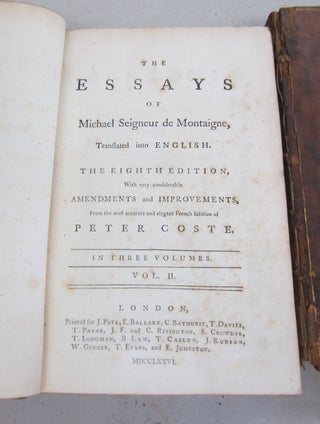 The Essays of Michael Seigneur de Montaigne.