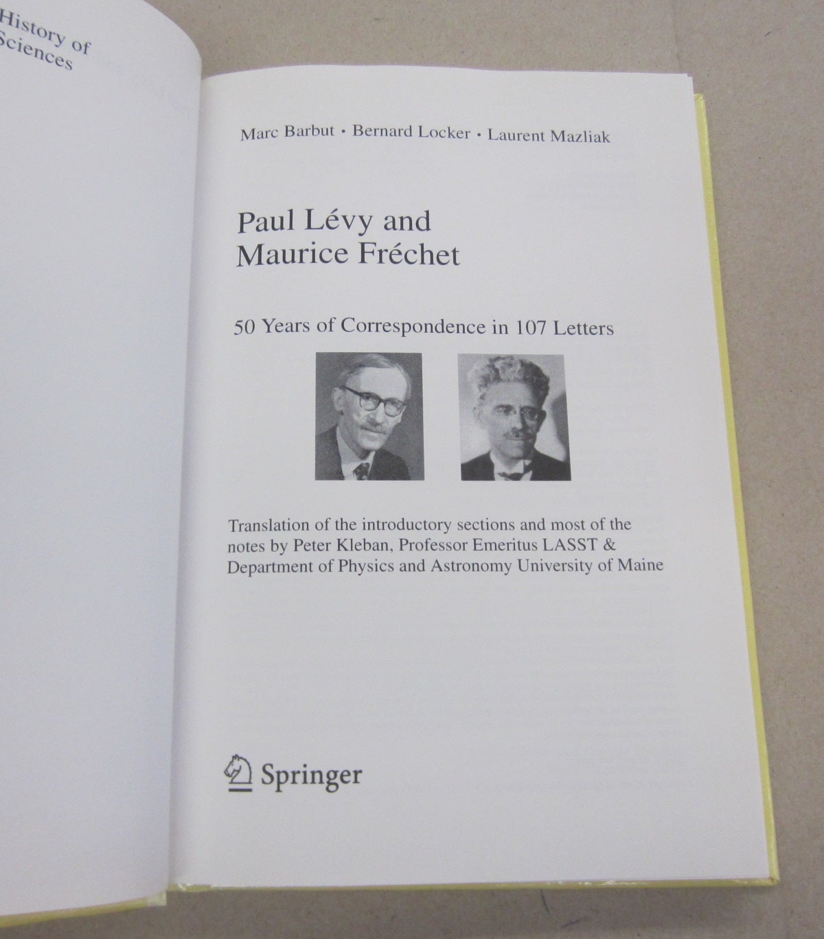 107 Letters Paul Lévy and Maurice Fréchet; 50 Years of Correspondence in 107 ...