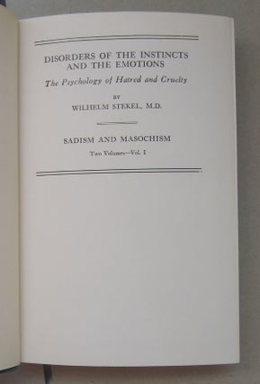 Sadism and Masochism 2 volume set; The Psychology of Hatred and Cruelty