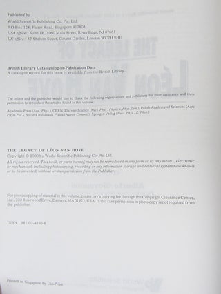 The Legacy of Leon Van Hove.
