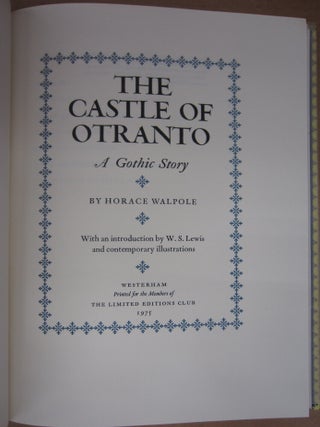 The Castle of Otranto. A Gothic Story