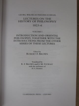 Lectures on the History of Philosophy 1925-6 (3 volume set): Vol I: Introduction and Oriental Philosophy, Vol II: Greek Philosophy, Vol III: