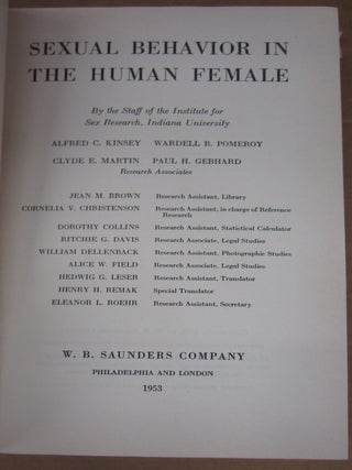 Sexual Behavior in the Human Female