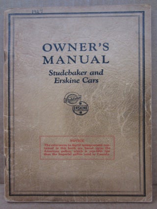 Item #90473 Owner's Manual Studebaker and Erskine Cars