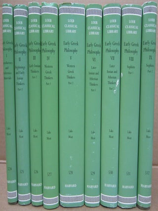 Item #91974 Early Greek Philosophy Classic Loeb Library 9 Volume set. Glenn W. Most Andre Laks, and