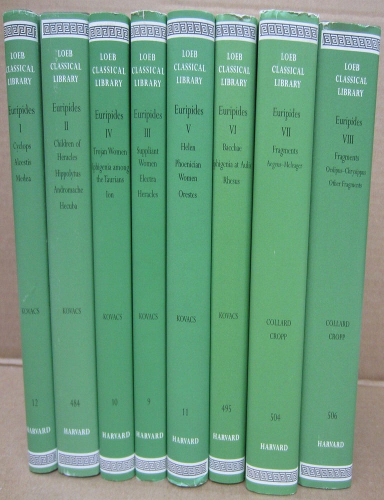 Item #92023 Euripides Loeb Classical Library 8 volume set. and, volume 1, 4 volume 3, 7, 6, 5.