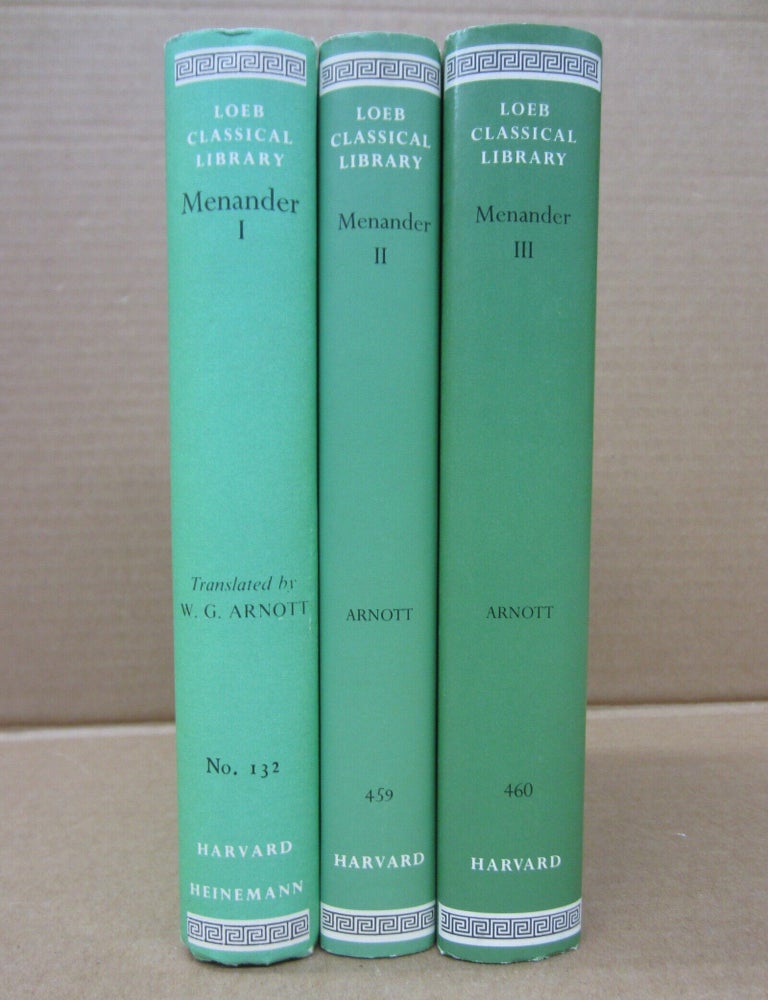 Item #92676 Menander Loeb Classical Library 3 Volume set. W. G. Arnott Menander, and.