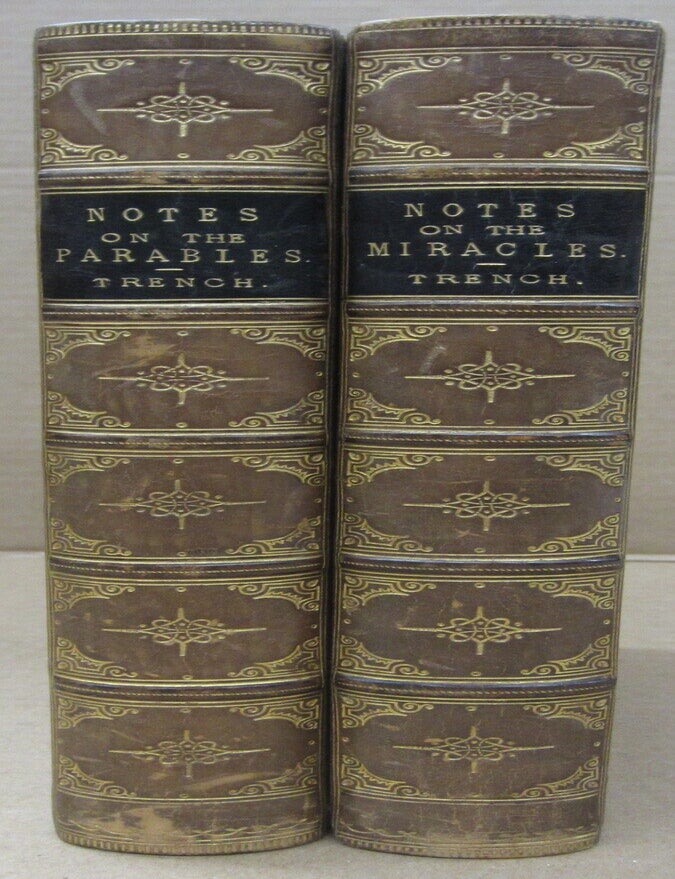 Item #92897 Notes on the Miracles of Our Lord [with] Notes on the Parables of Our Lord [2 volume set, leather prize bindings]. Richard Chenevix Trench.